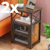 2 x Henry Rustic Wood Bedside Table