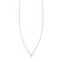 Pave Diamond Letter R Initial Necklace
