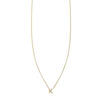 Pave Diamond Letter K Initial Necklace
