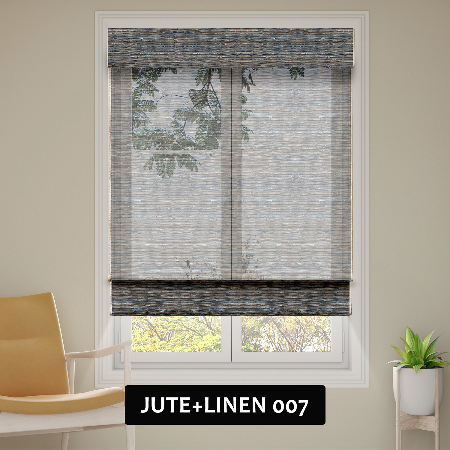 SmartWings Motorized Woven Wood Shades 50% Blackout See-through