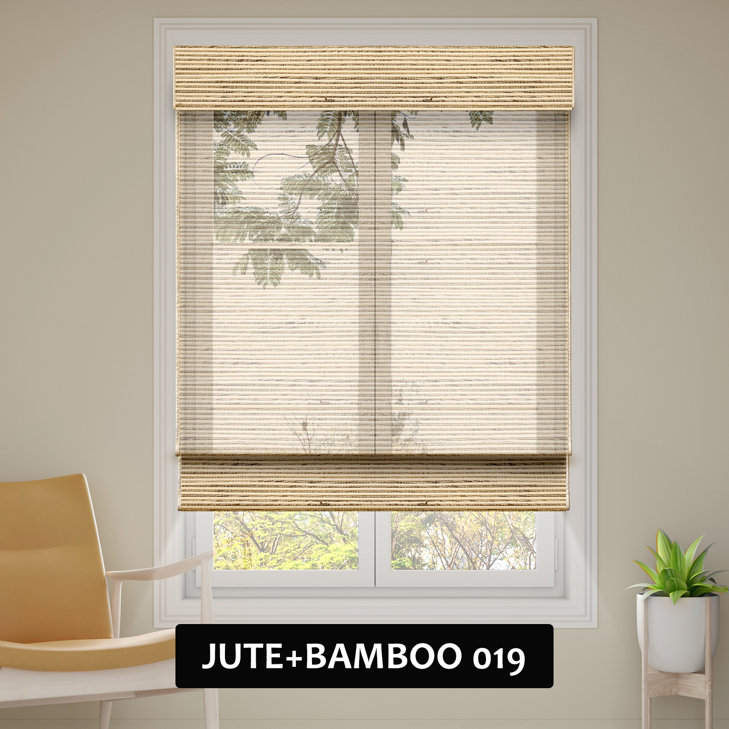 ハルリンドウ　1212 SmartWings Motorized Woven Wood Shades 50% Blackout See-through