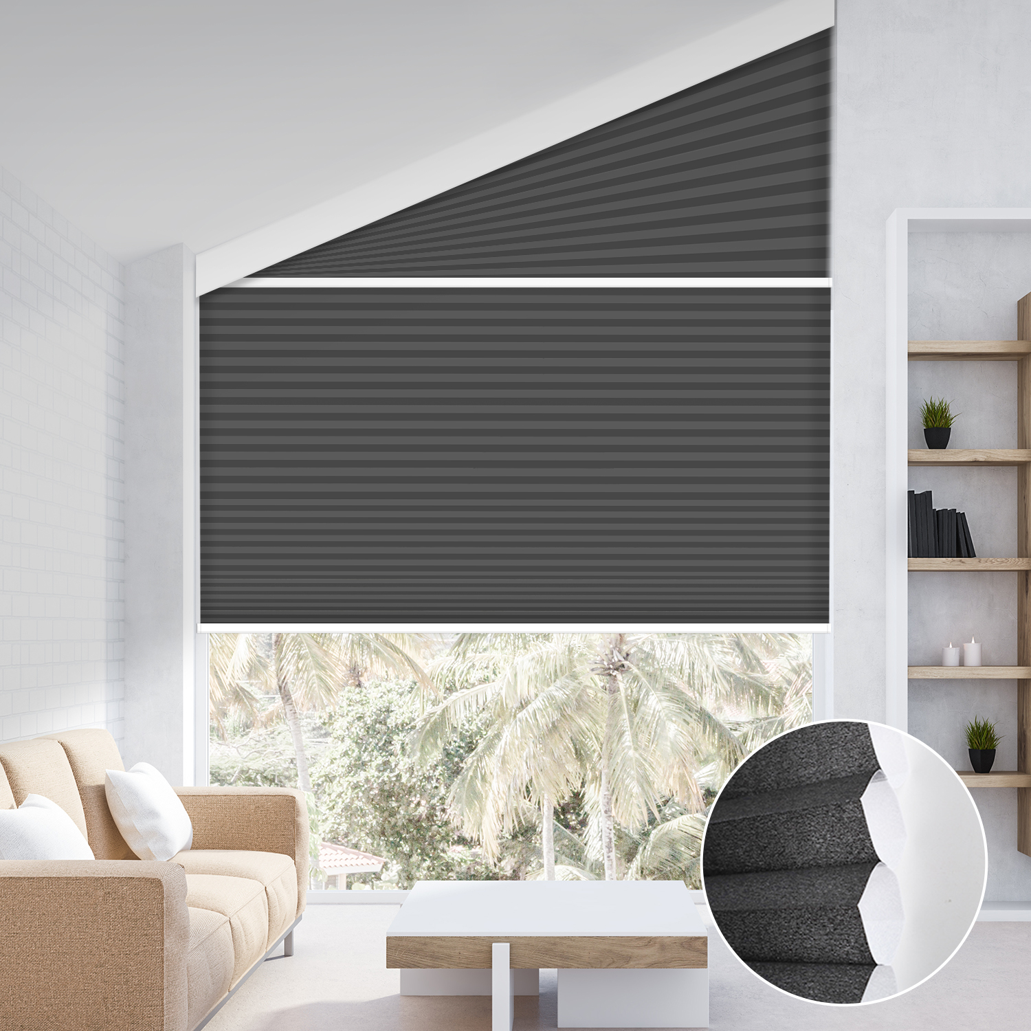 Mechoshade Trapezoid Windows Draper Roller Shades GiCor Lodging